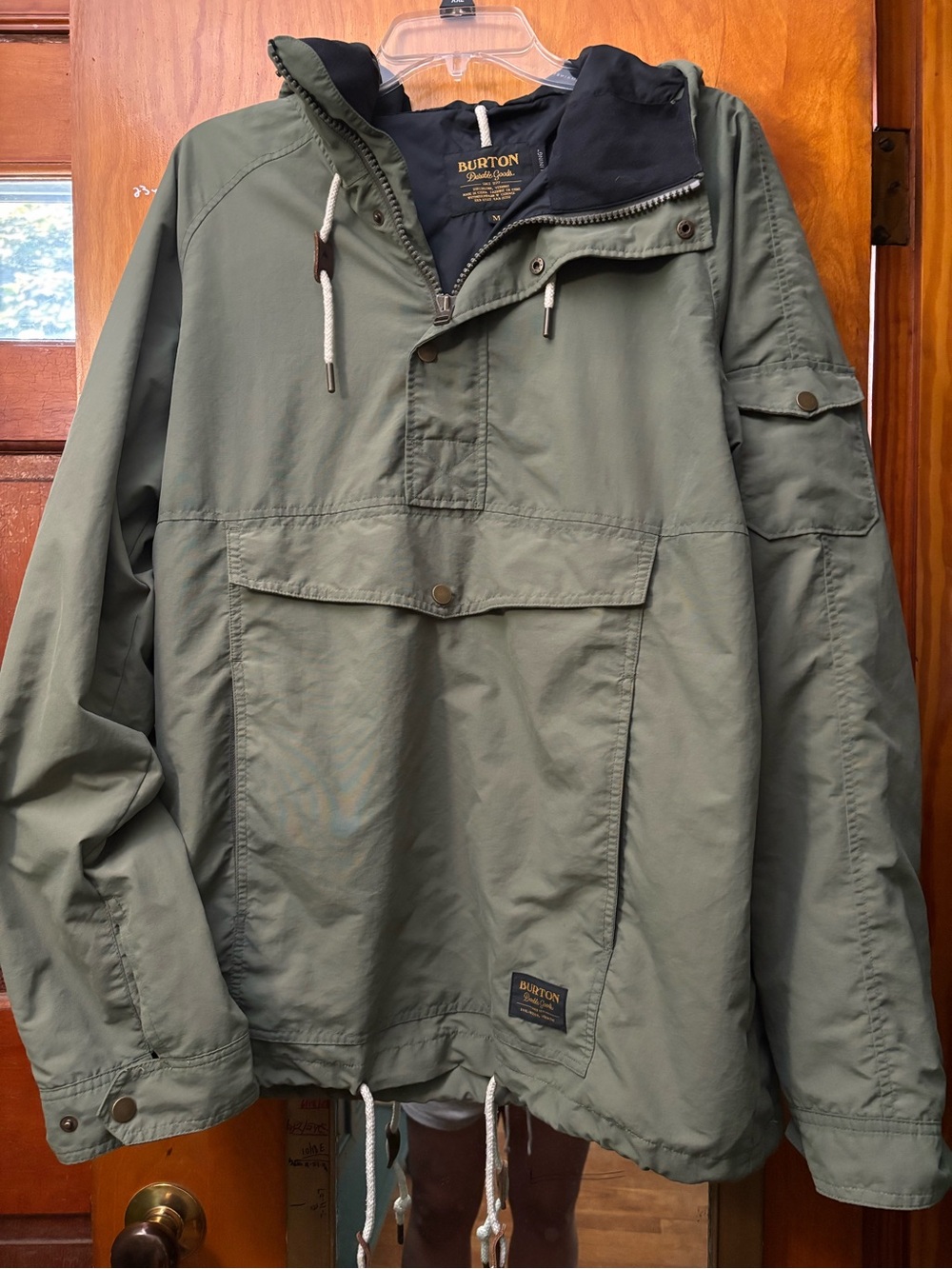 Burton Olive Green Hooded Pullover Windbreaker